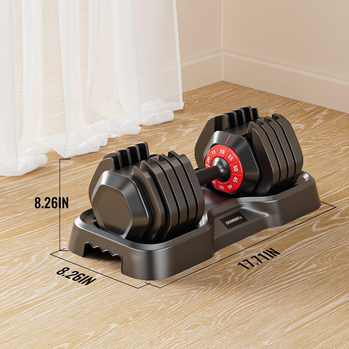 Adjustable Dumbbell Set for Men and Women, 10 in 1, Free Black Dumbbell Rotating Handle for Quick Adjustment (10 gears/55 pounds