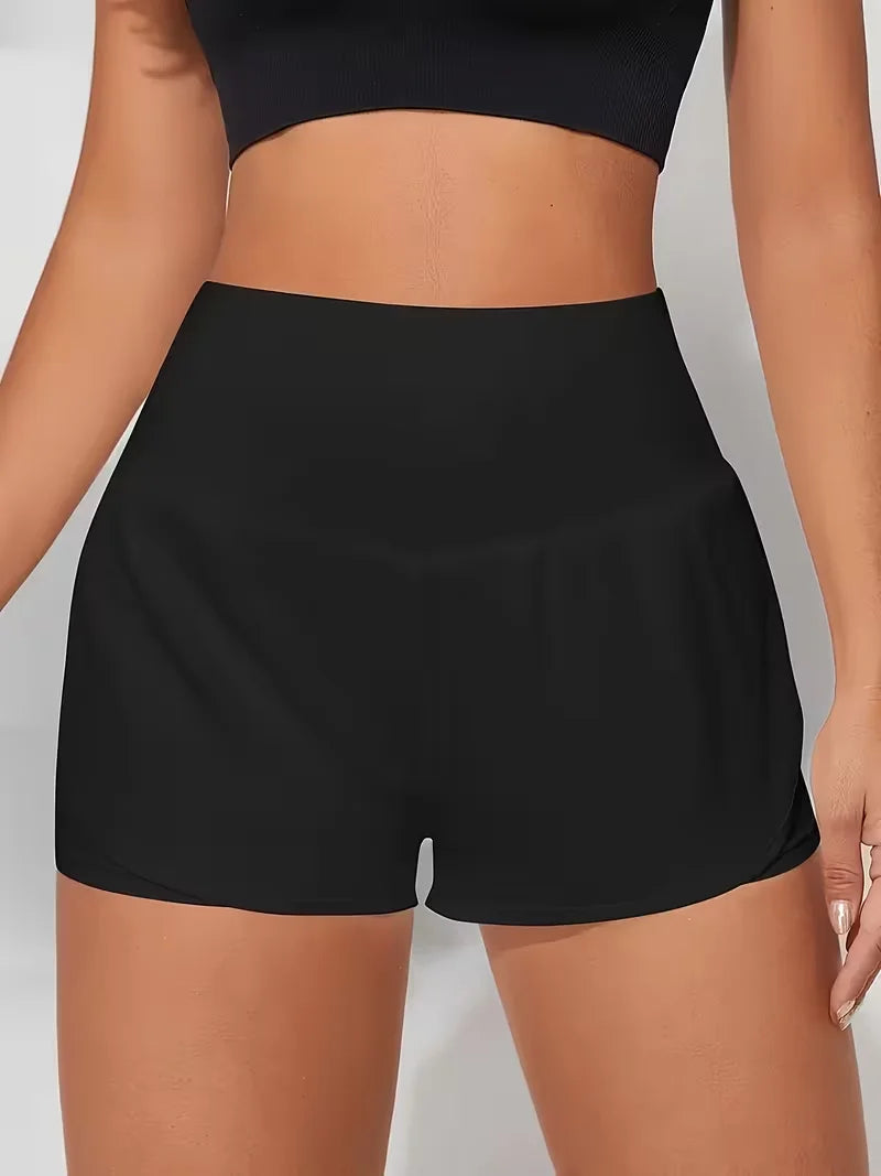New Women's High-Waisted Athletic Shorts, Solid Colors Quick Drying Shorts for Running yoga, Fitness and Workout Street Wear