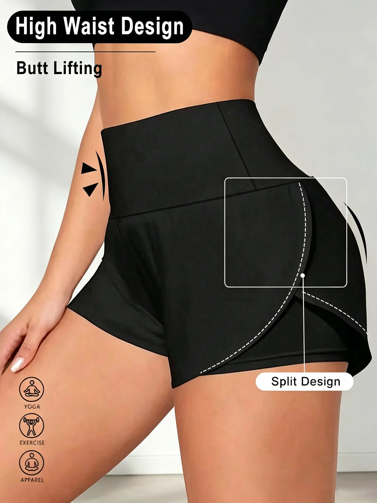 New Women's High-Waisted Athletic Shorts, Solid Colors Quick Drying Shorts for Running yoga, Fitness and Workout Street Wear