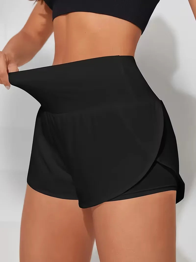 New Women's High-Waisted Athletic Shorts, Solid Colors Quick Drying Shorts for Running yoga, Fitness and Workout Street Wear