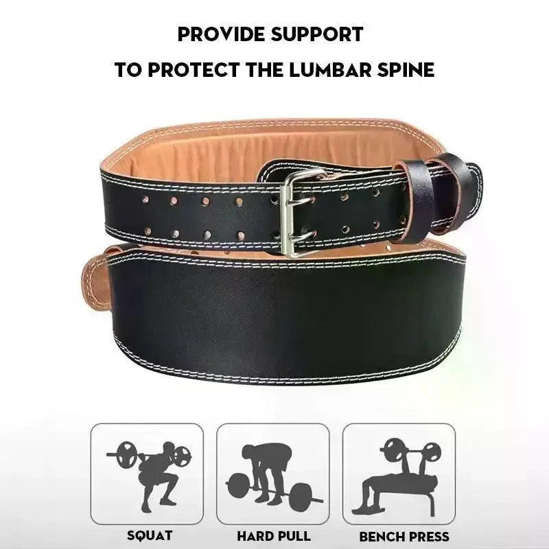 Strong Support Sports Fitness Waist Belt Cowhide Deadlift Powerlifting Squat Weightlifting Waist Support Protector Fitness Waist Belt Ultimate PU Lifting Belt: Thick U-Shape Pad, Adjustable Secure Fit, Heavy-Duty Lumbar Suppo