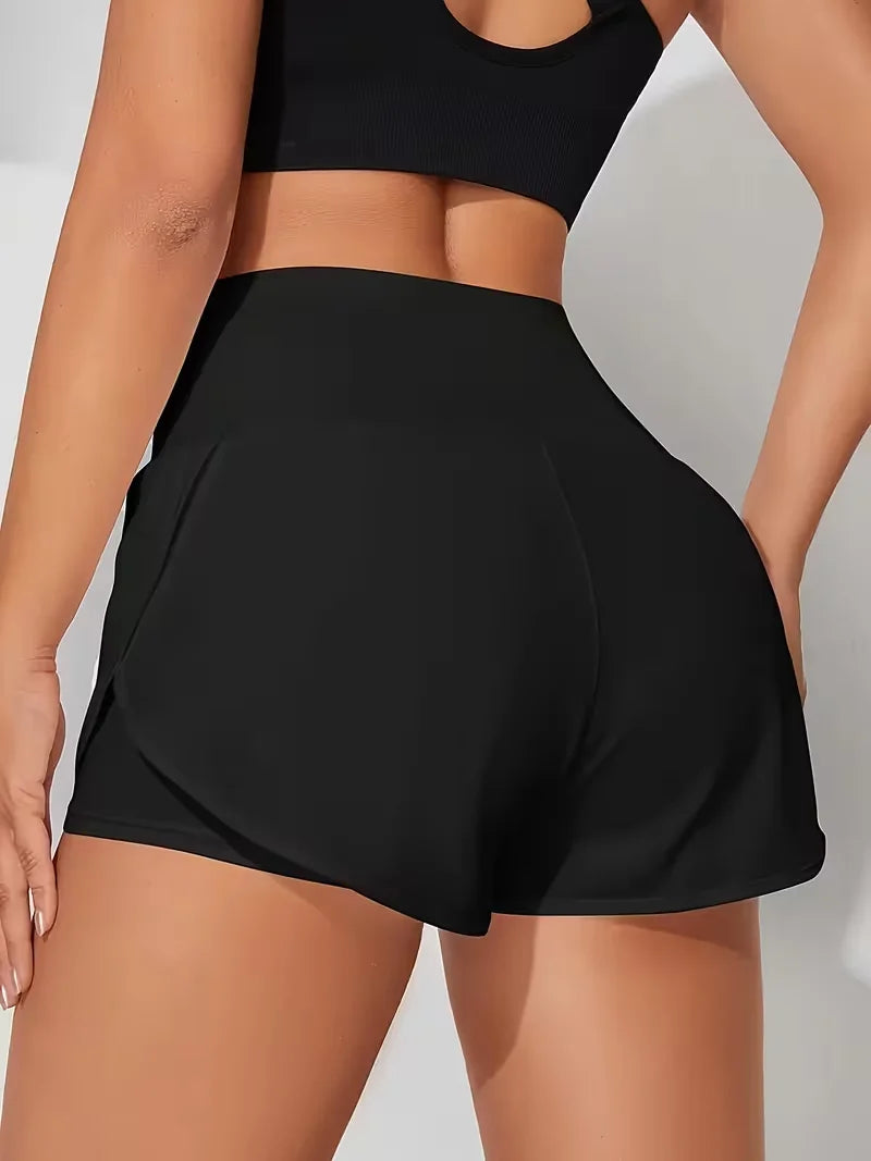 New Women's High-Waisted Athletic Shorts, Solid Colors Quick Drying Shorts for Running yoga, Fitness and Workout Street Wear
